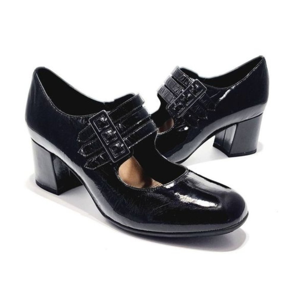 Earthies by Earth - Fortuna Mary Jane Heels - Black Patent Leather - 8.5